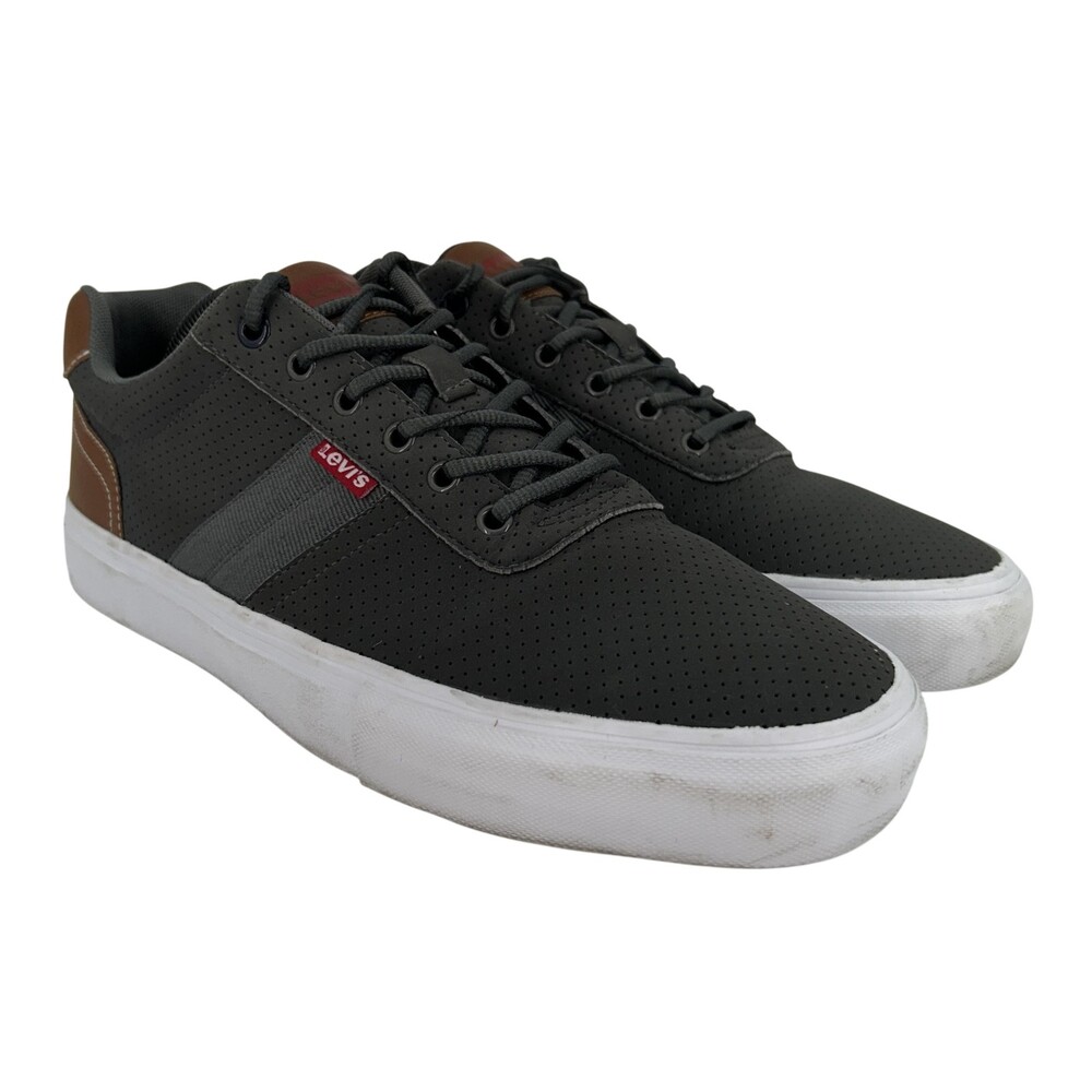 Levis Shoes Mens Size 10 Gray Perforated Low Top Sneakers Lancer Comfort